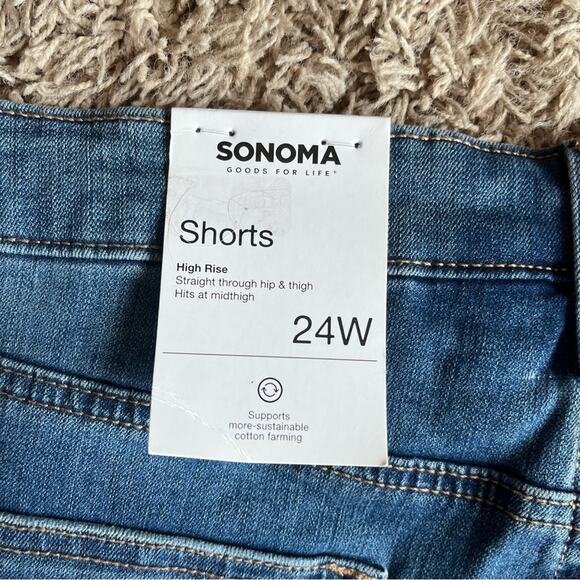 NWT! Sonoma Medium Wash Distressed High Rise Shorts Size 24W - Picture 5 of 7